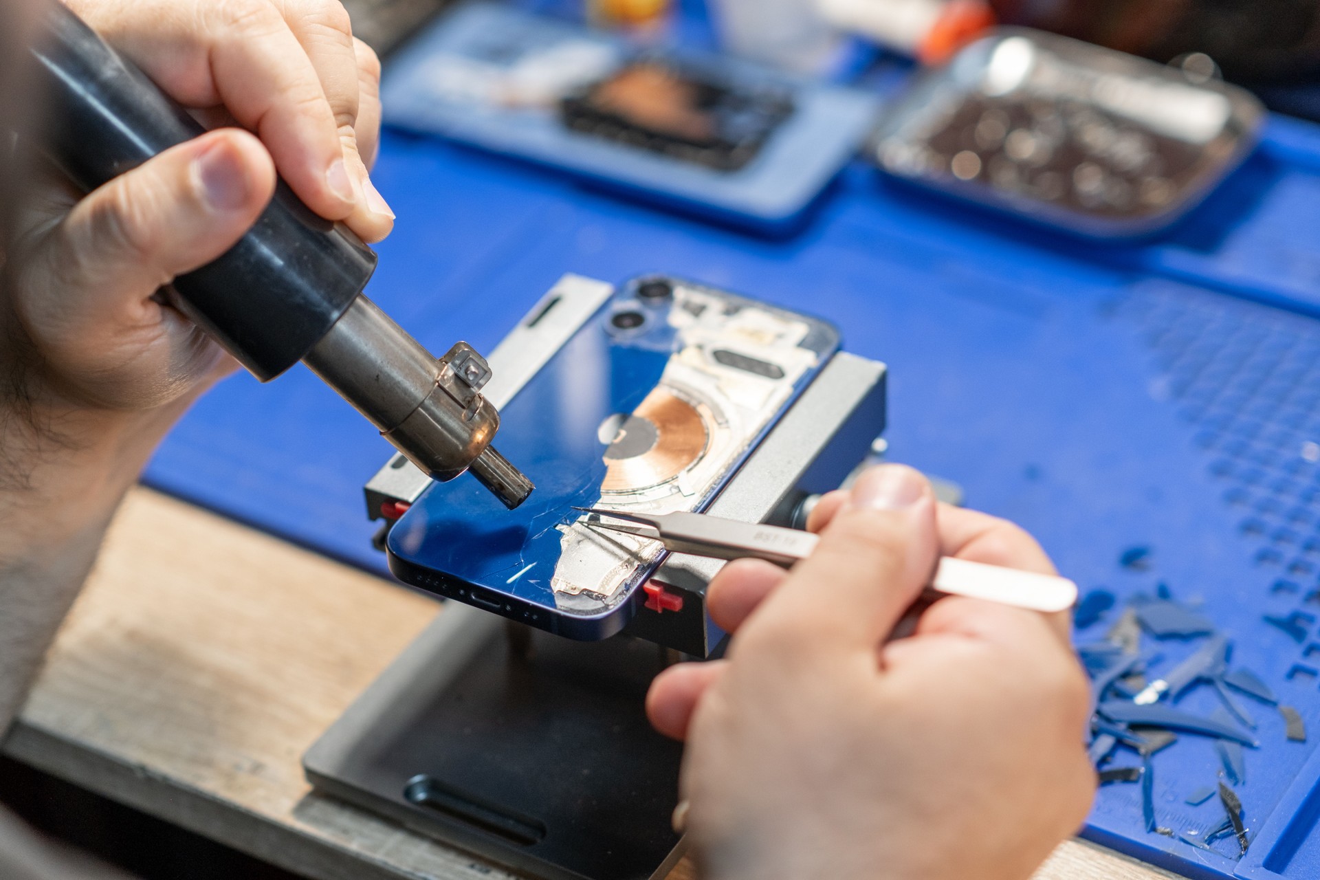 Smartphone Back Glass Replacement: Ideal for showcasing repair services and tech